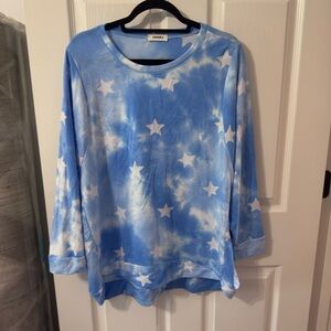 ADORA Blue and White Star Blouse